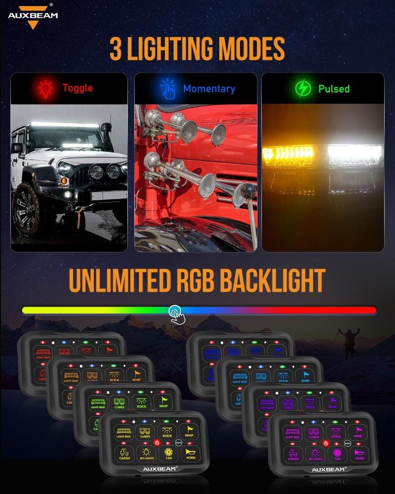 AR-800 RGB SWITCH PANEL WITH APP, TOGGLE/ MOMENTARY/ PULSED MODE