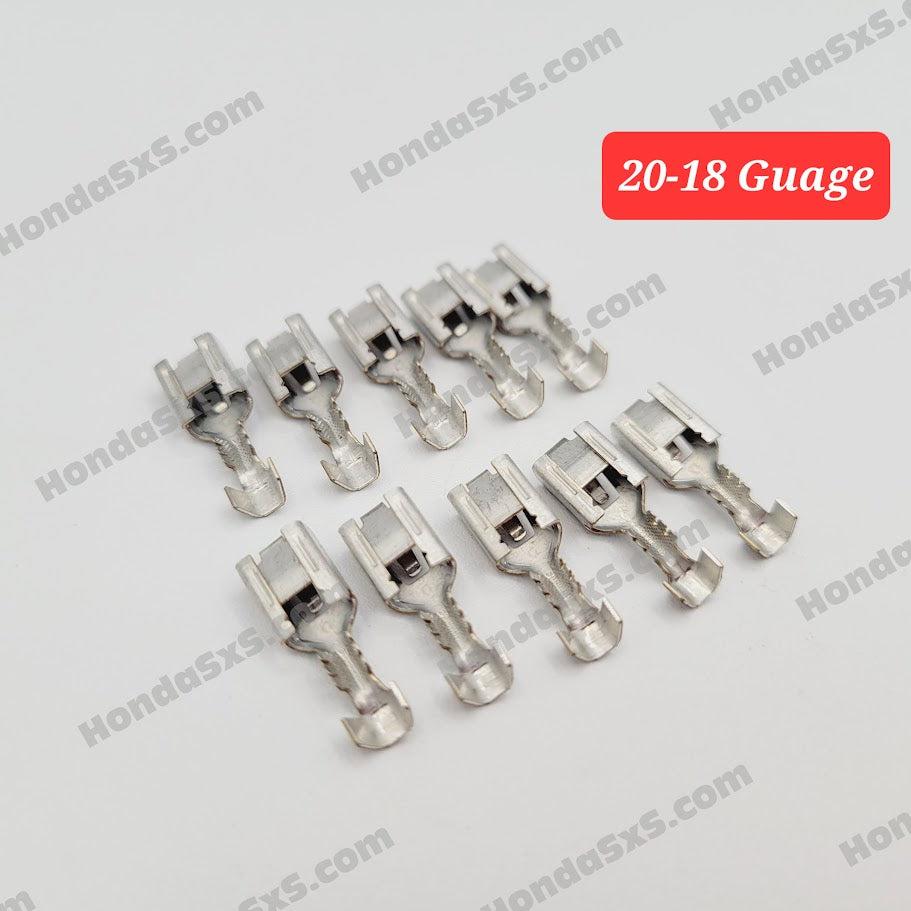 10 Pack - Female Crimp on Electrical Terminal for Switch Housing, non Insulated spade connector.
