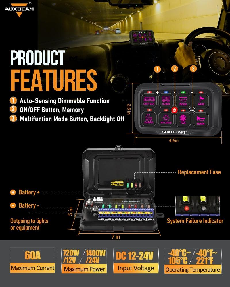 AR-800 RGB SWITCH PANEL WITH APP, TOGGLE/ MOMENTARY/ PULSED MODE