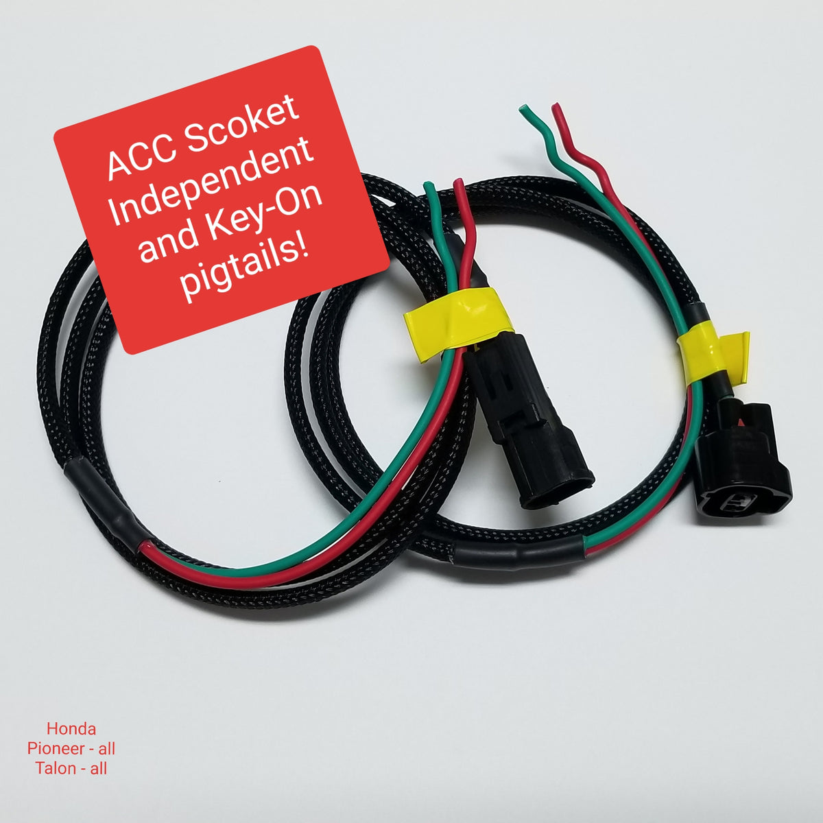 ACC Socket Independent W/ KEYON Pigtails. Honda Pioneer 500, 700, 100