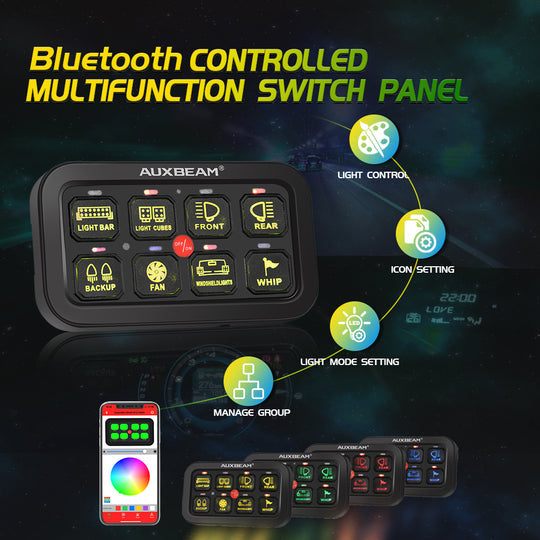 AR-800 RGB SWITCH PANEL WITH APP, TOGGLE/ MOMENTARY/ PULSED MODE SUPPORTED