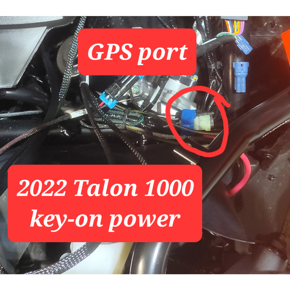 2022 Honda Talon Key-on 2 pin harness for GPS power socket.